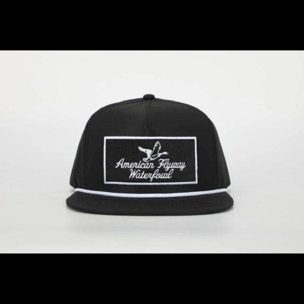 American Flyway Waterfowl Throwback Vintage Black with Patch and White Rope Hat - Picture 4 of 6